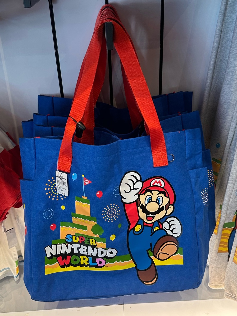Universal Studios Hollywood Blue and Red Canvas Super Nintendo World Tote Bag